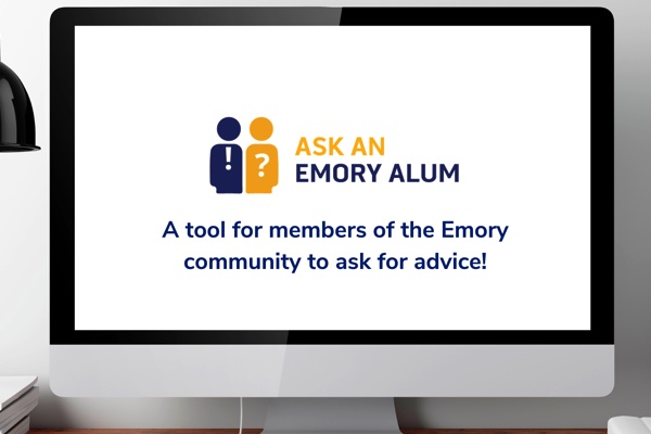 Screen that says Ask an Emory Alum
